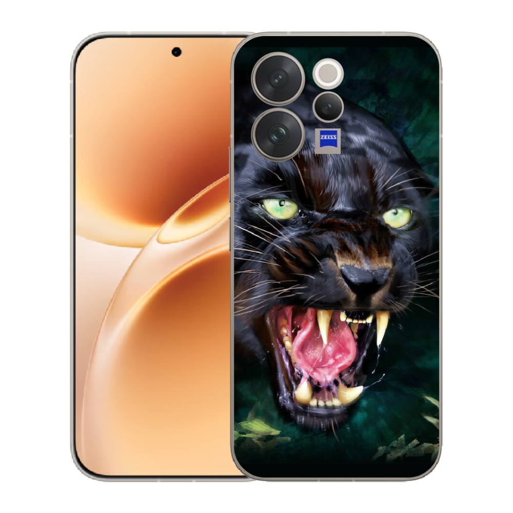 Gelový kryt mmCase na Vivo V70 - rozzuřený černý panter