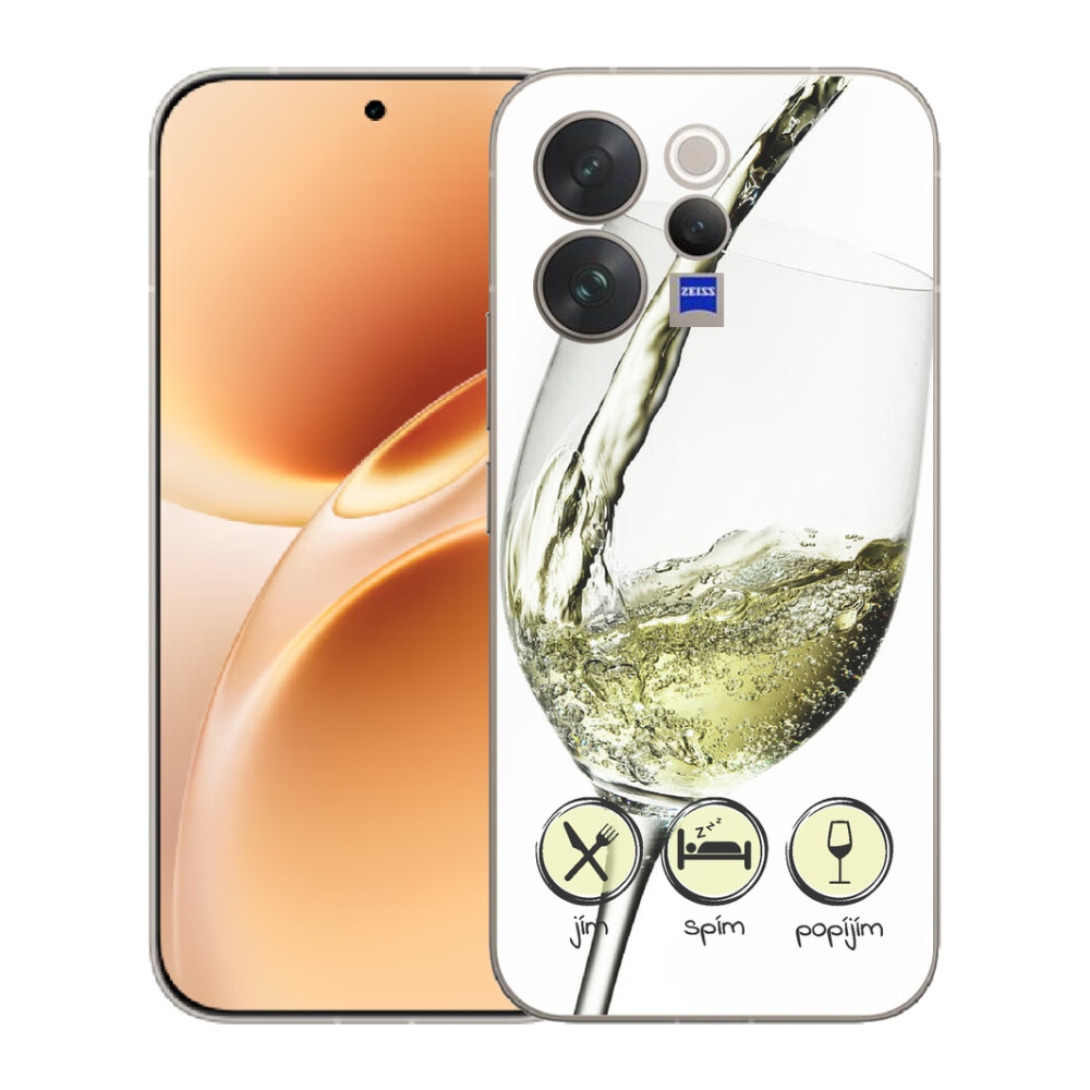 Gelový kryt mmCase na Vivo V70 - sklenička vína bílé