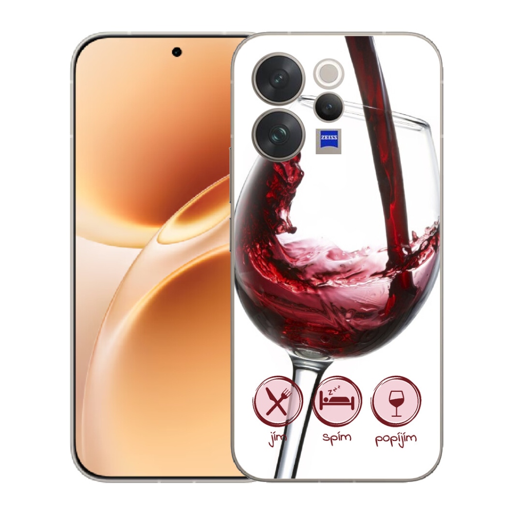 Gelový kryt mmCase na Vivo V70 - sklenička vína červené