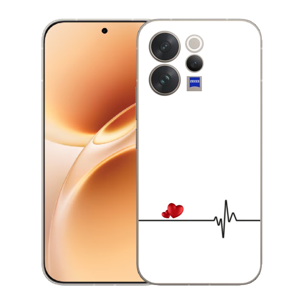 Gelový kryt mmCase na Vivo V70 - srdce a tep bílé pozadí