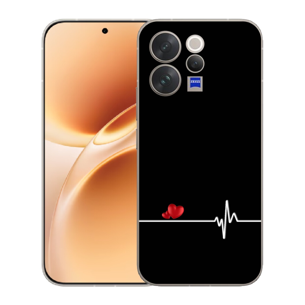 Gelový kryt mmCase na Vivo V70 - srdce a tep černé pozadí