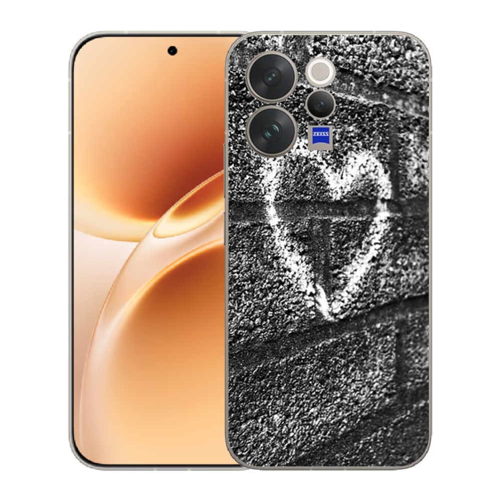 Gelový kryt mmCase na Vivo V70 - srdce na zdi