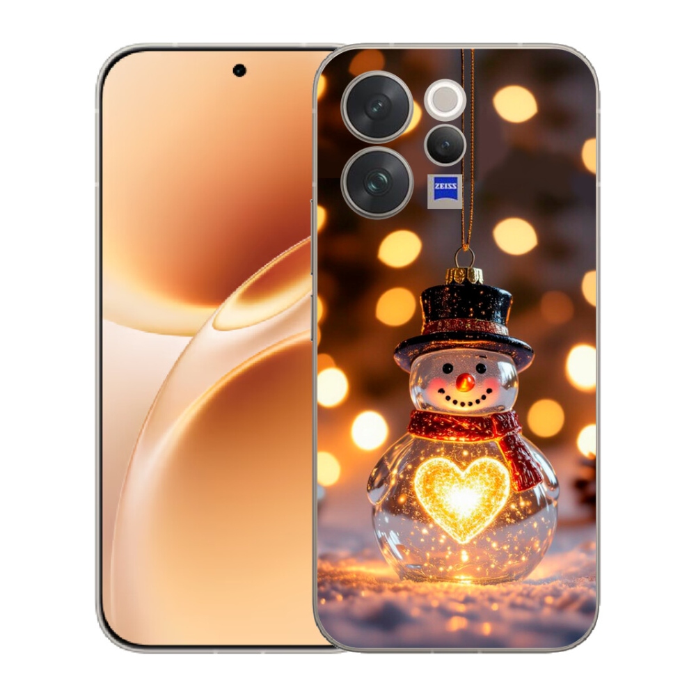 Gelový kryt mmCase na Vivo V70 - svítící vánoční sněhulák