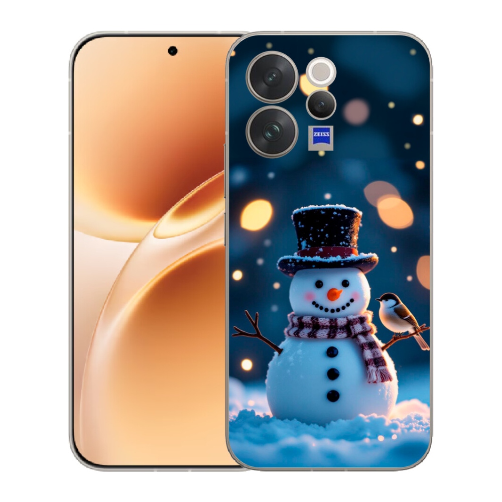 Gelový kryt mmCase na Vivo V70 - vánoční sněhulák