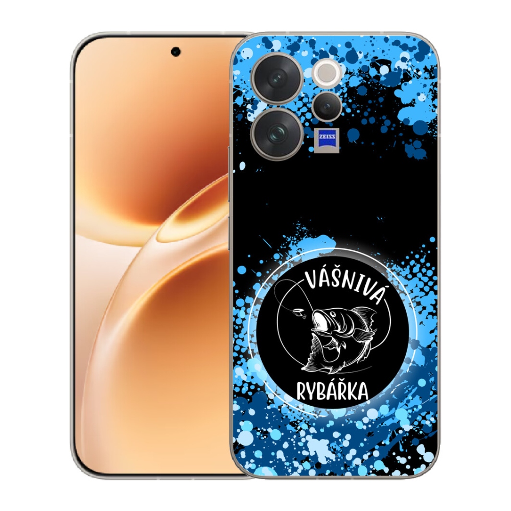 Gelový kryt mmCase na Vivo V70 - vášnivá rybářka černé pozadí
