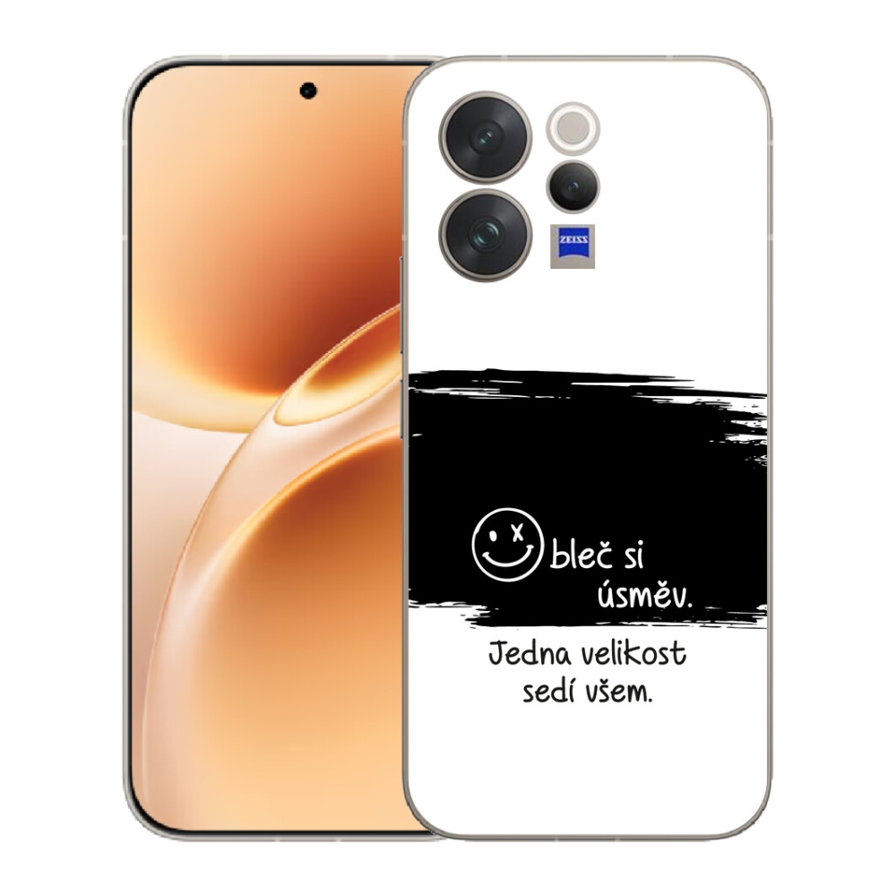 Gelový kryt mmCase na Vivo V70 - vtipný text 8 černobílé pozadí