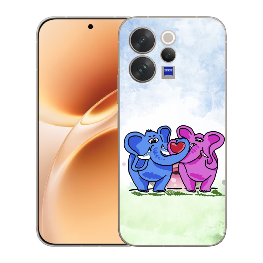 Gelový kryt mmCase na Vivo V70 - zamilovaní sloni