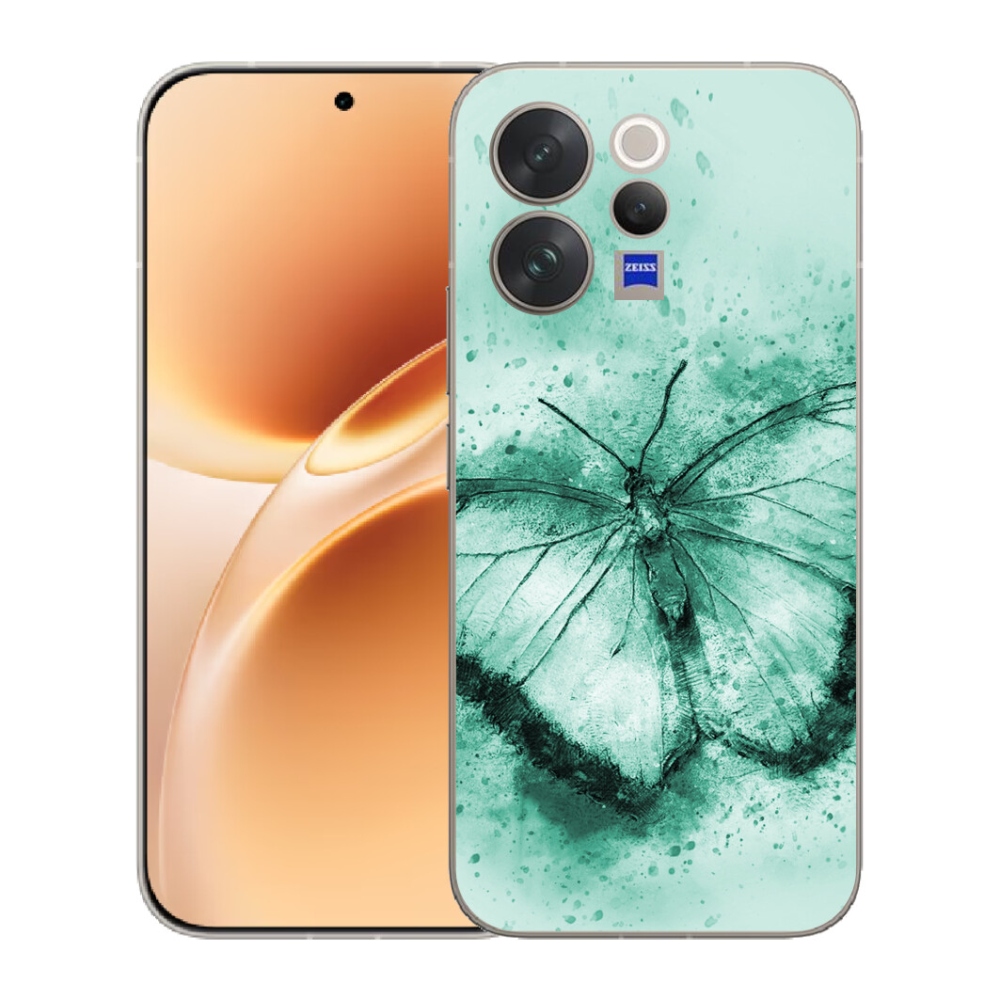 Gelový kryt mmCase na Vivo V70 - zelený motýl
