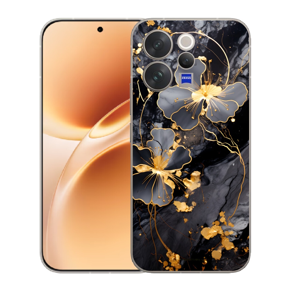 Gelový kryt mmCase na Vivo V70 - zlaté květy