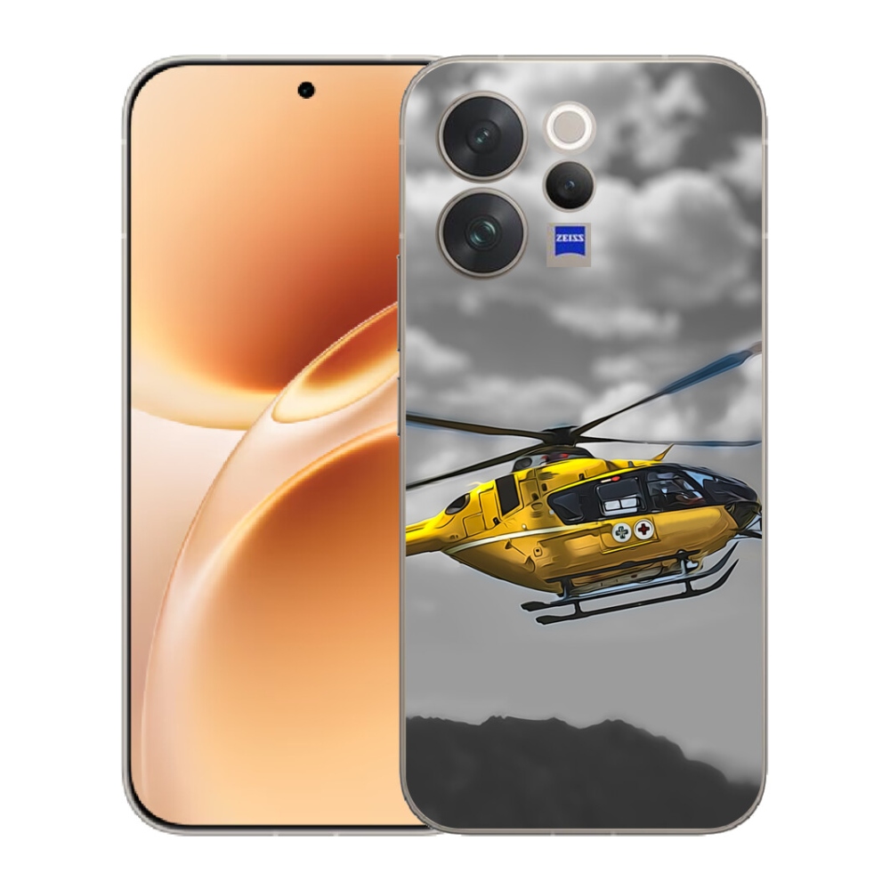 Gelový kryt mmCase na Vivo V70 - žlutá helikoptéra