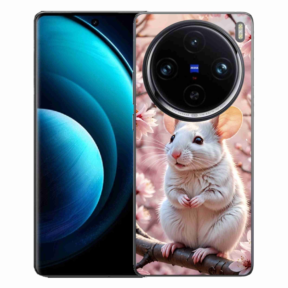 Gelový kryt mmCase na Vivo X100 Pro 5G - bílá myš na větvi