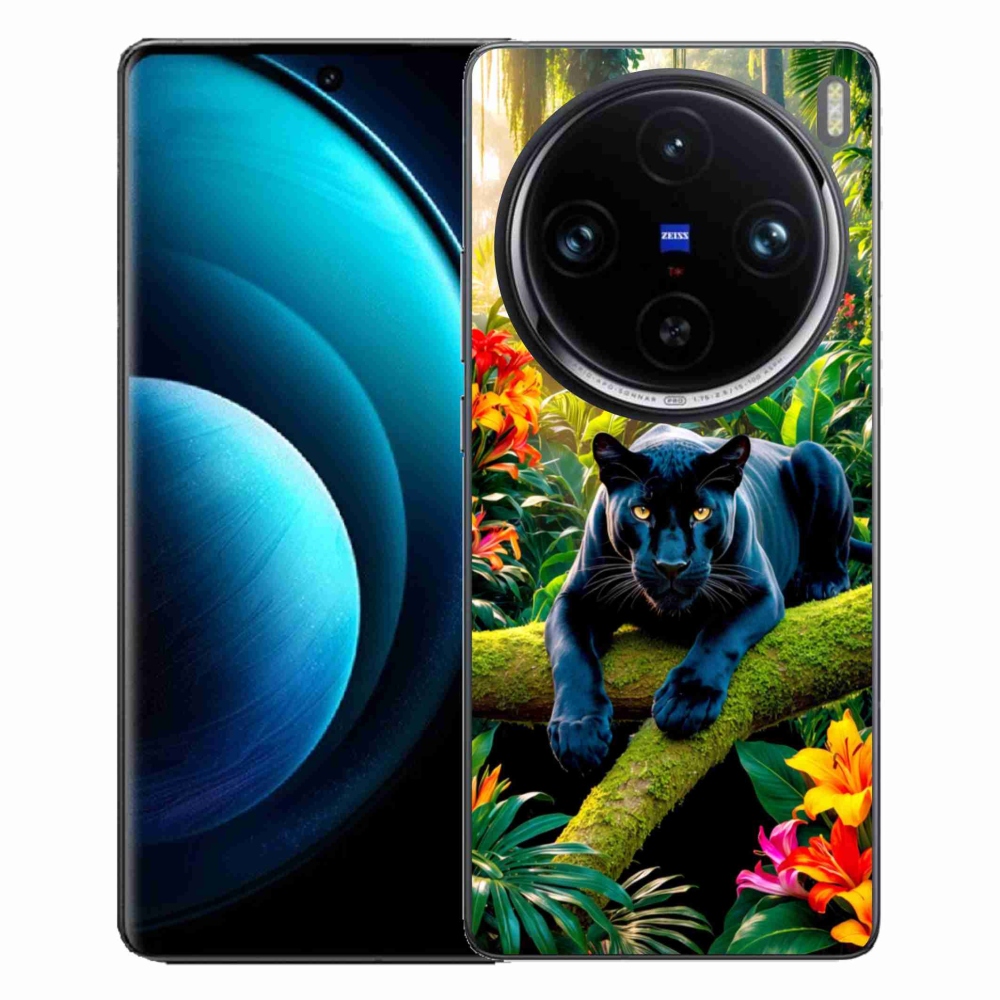 Gelový kryt mmCase na Vivo X100 Pro 5G - černý panter v džungli