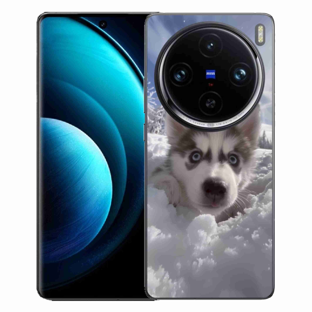 Gelový kryt mmCase na Vivo X100 Pro 5G - husky ve sněhu