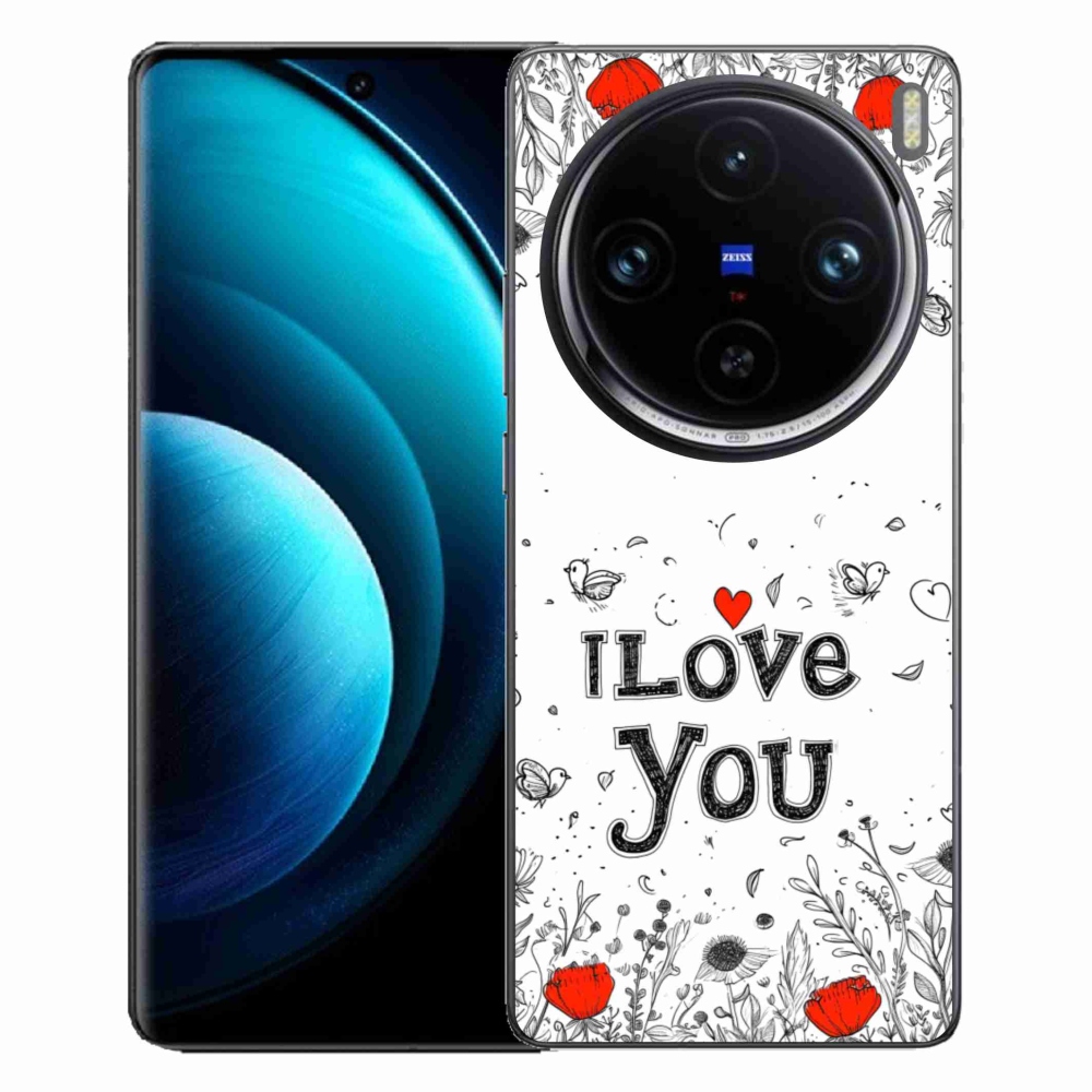 Gelový kryt mmCase na Vivo X100 Pro 5G - I love you bílé pozadí
