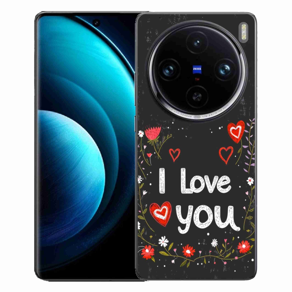 Gelový kryt mmCase na Vivo X100 Pro 5G - I love you černé pozadí