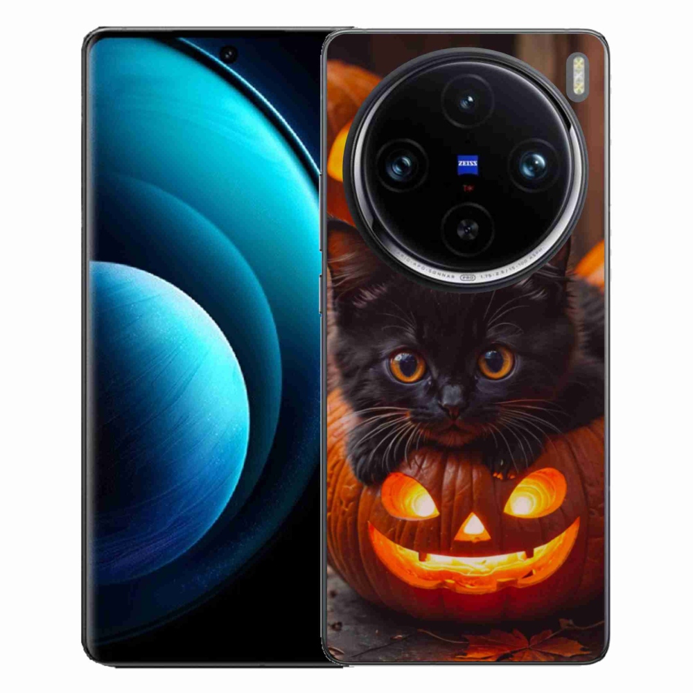 Gelový kryt mmCase na Vivo X100 Pro 5G - kotě a dýně