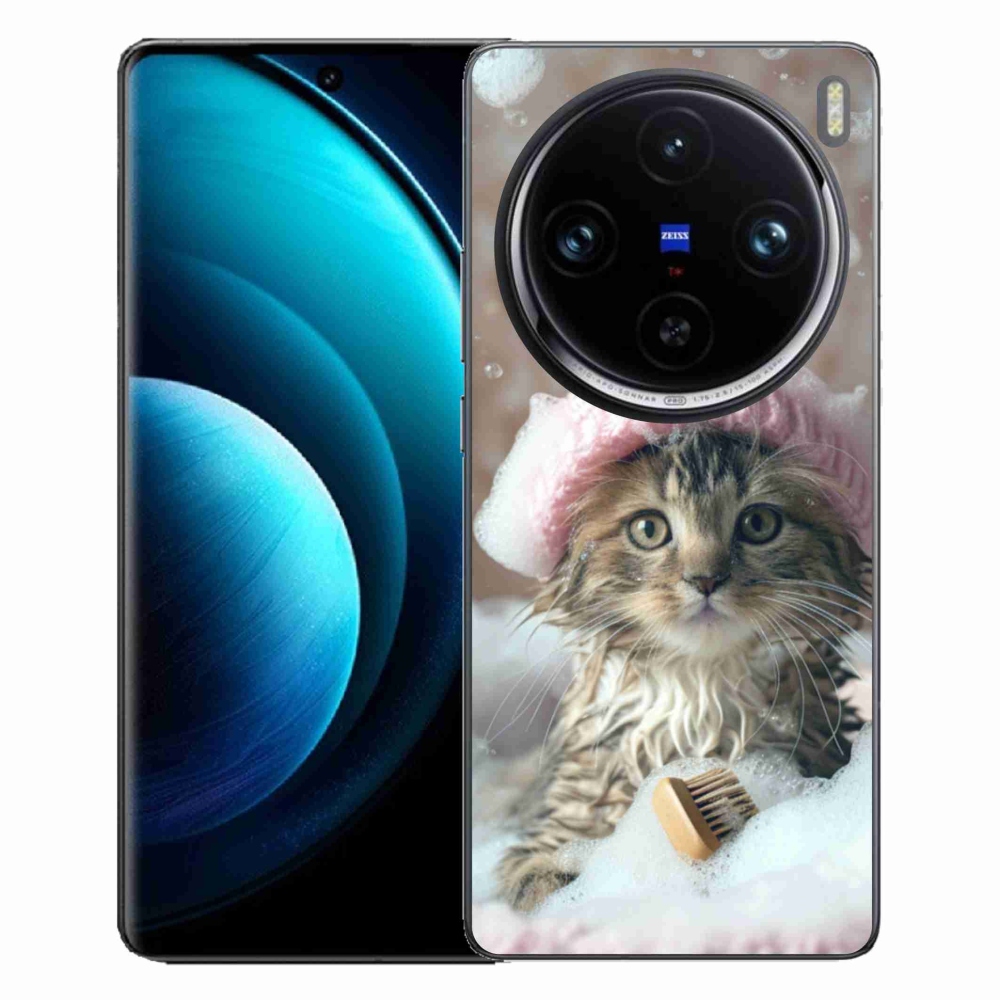 Gelový kryt mmCase na Vivo X100 Pro 5G - kotě a koupel