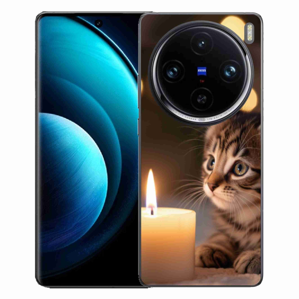 Gelový kryt mmCase na Vivo X100 Pro 5G - kotě a svíčka