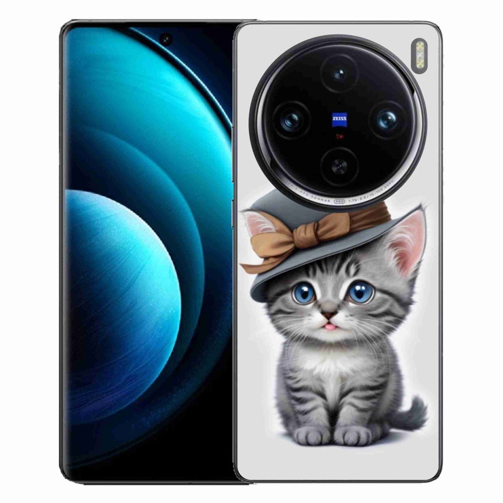Gelový kryt mmCase na Vivo X100 Pro 5G - kotě s kloboukem