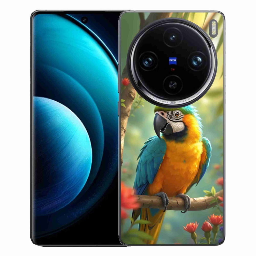 Gelový kryt mmCase na Vivo X100 Pro 5G - papoušek ara modrožlutá