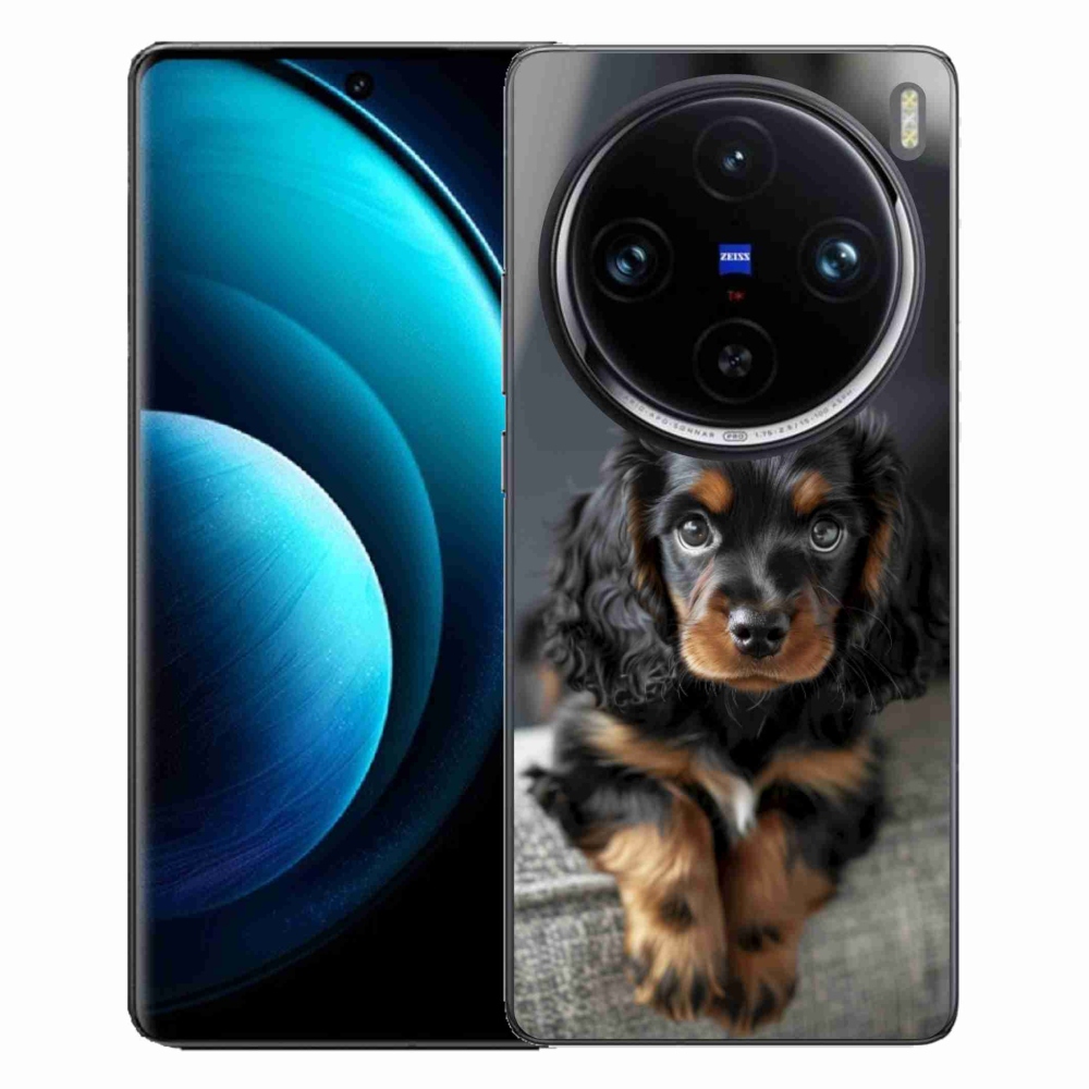 Gelový kryt mmCase na Vivo X100 Pro 5G - roztomilý dlouhosrstý jezevčík