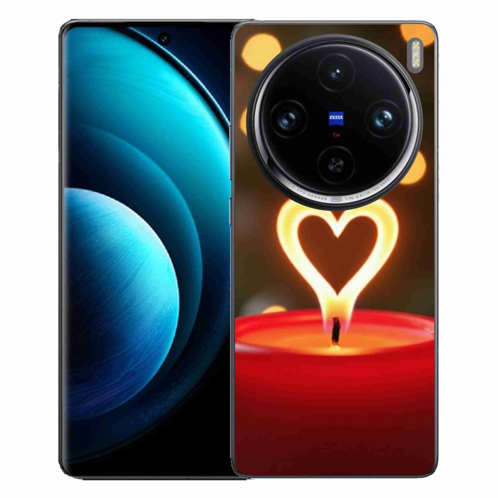 Gelový kryt mmCase na Vivo X100 Pro 5G - srdce z plamene