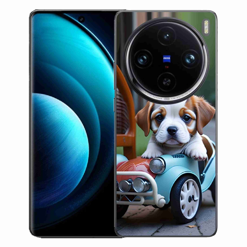 Gelový kryt mmCase na Vivo X100 Pro 5G - štěně v retro autě