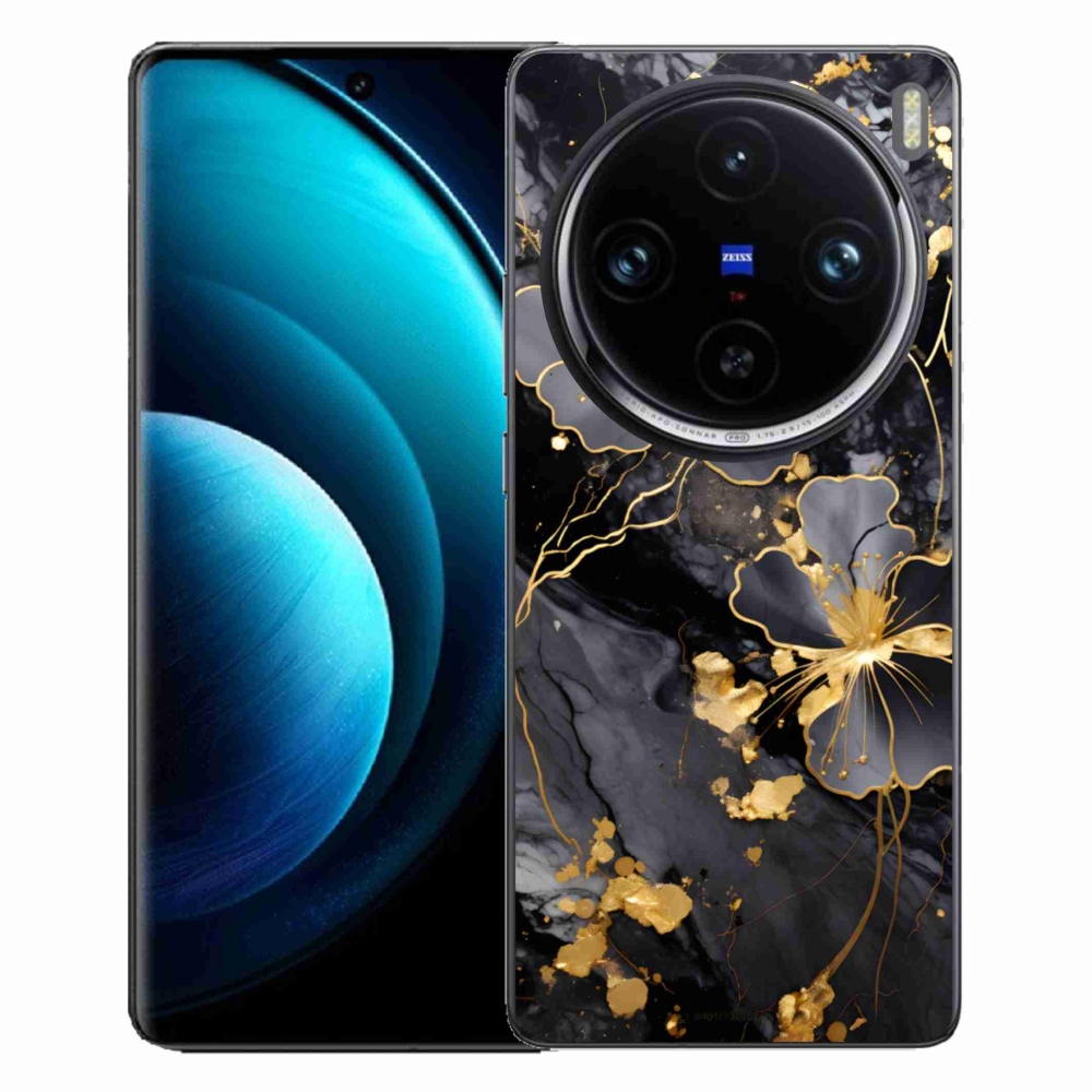 Gelový kryt mmCase na Vivo X100 Pro 5G - zlaté květy