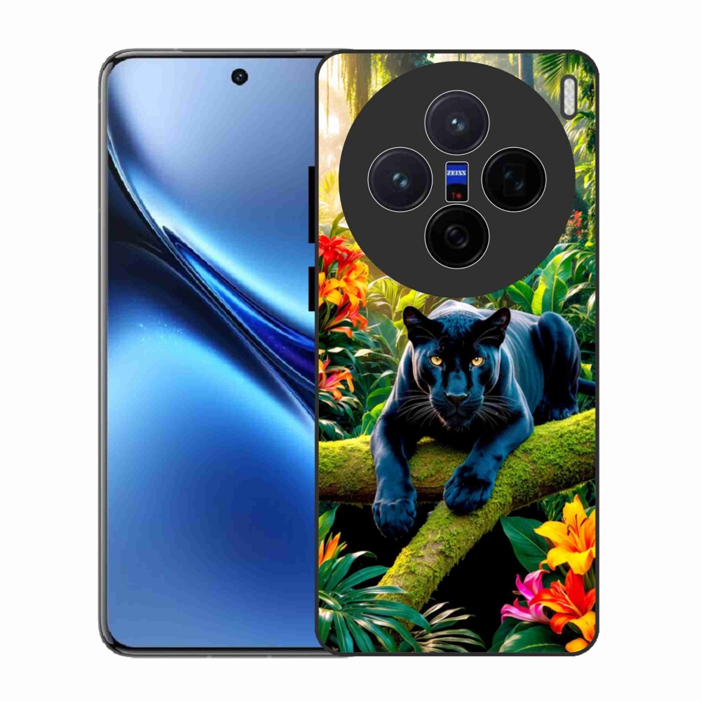 Gelový kryt mmCase na Vivo X200 5G - černý panter v džungli