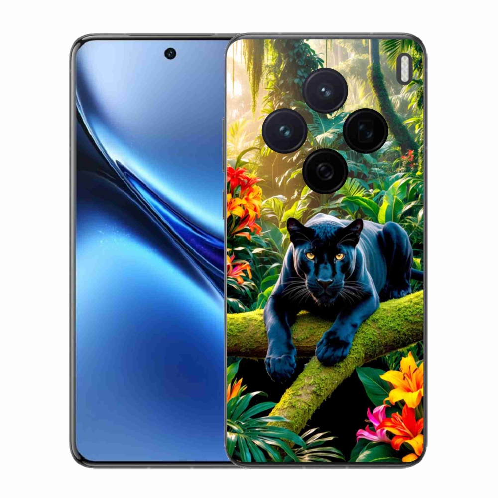 Gelový kryt mmCase na Vivo X200 5G - černý panter v džungli