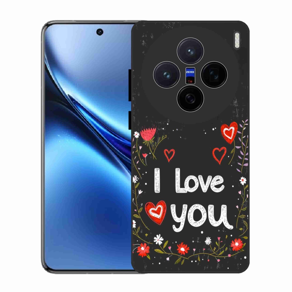 Gelový kryt mmCase na Vivo X200 5G - I love you černé pozadí