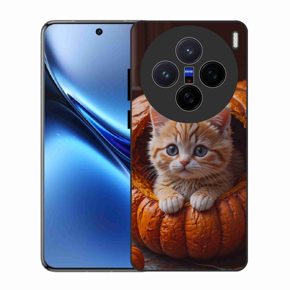 Gelový kryt mmCase na Vivo X200 5G - kotě a dýně 2
