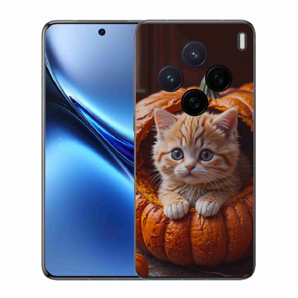 Gelový kryt mmCase na Vivo X200 5G - kotě a dýně 2