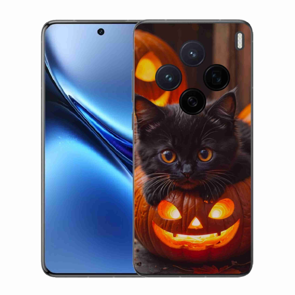 Gelový kryt mmCase na Vivo X200 5G - kotě a dýně