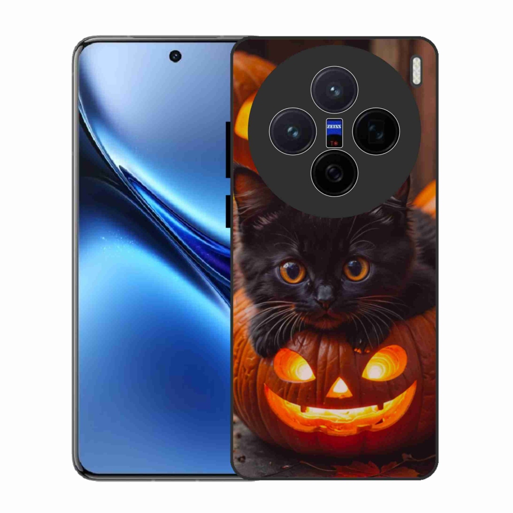 Gelový kryt mmCase na Vivo X200 5G - kotě a dýně