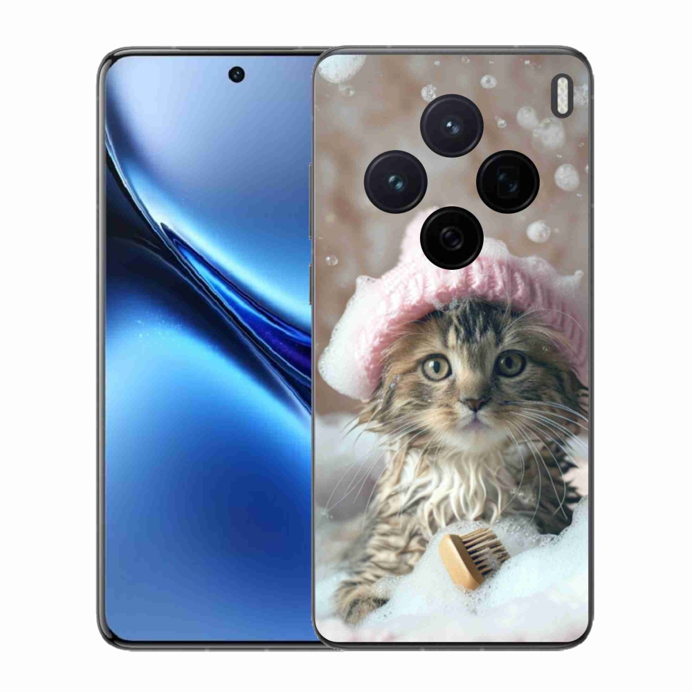 Gelový kryt mmCase na Vivo X200 5G - kotě a koupel