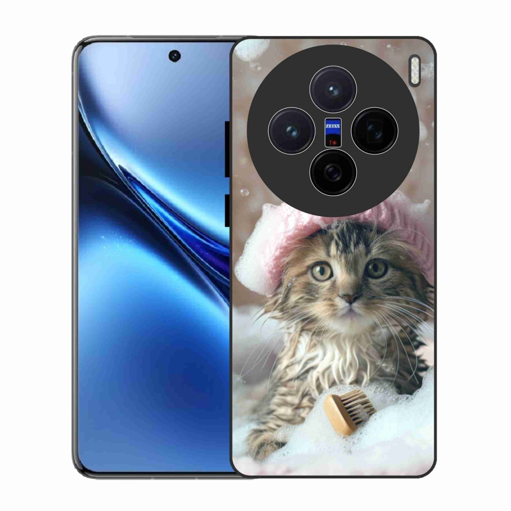Gelový kryt mmCase na Vivo X200 5G - kotě a koupel