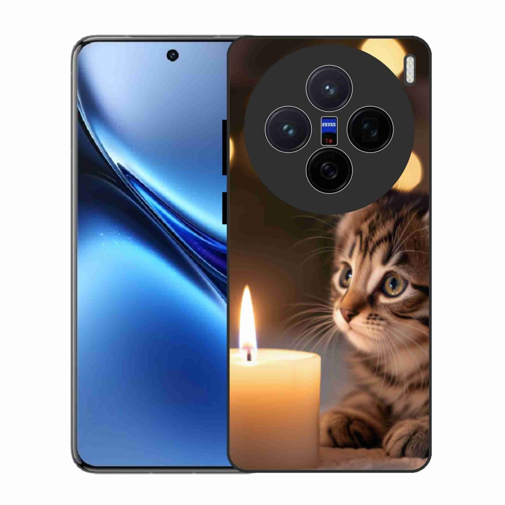 Gelový kryt mmCase na Vivo X200 5G - kotě a svíčka