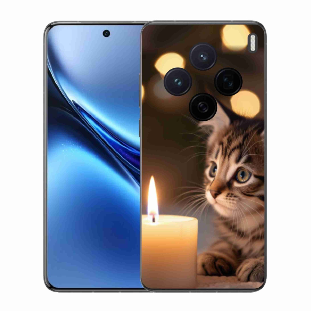 Gelový kryt mmCase na Vivo X200 5G - kotě a svíčka