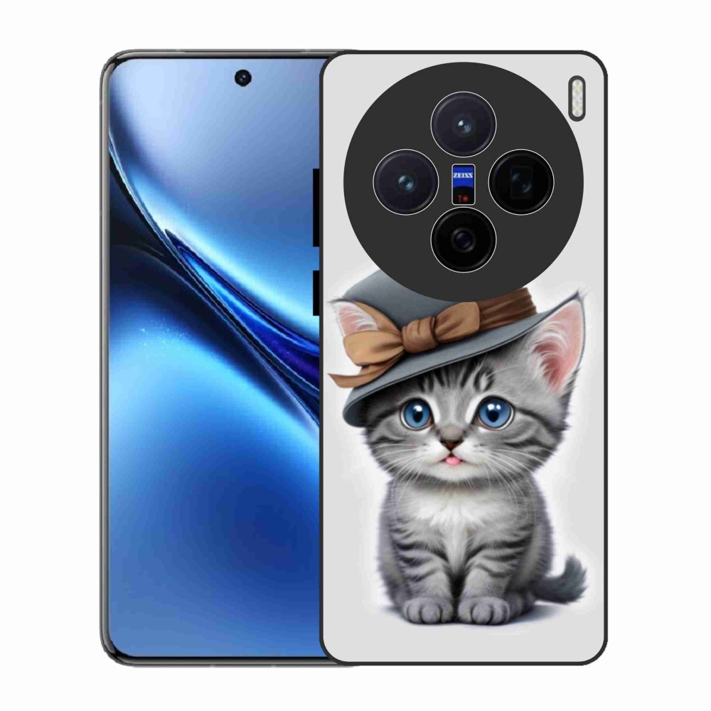 Gelový kryt mmCase na Vivo X200 5G - kotě s kloboukem