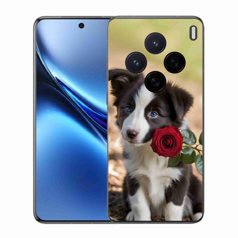 Gelový kryt mmCase na Vivo X200 5G - roztomilá border kolie s růží