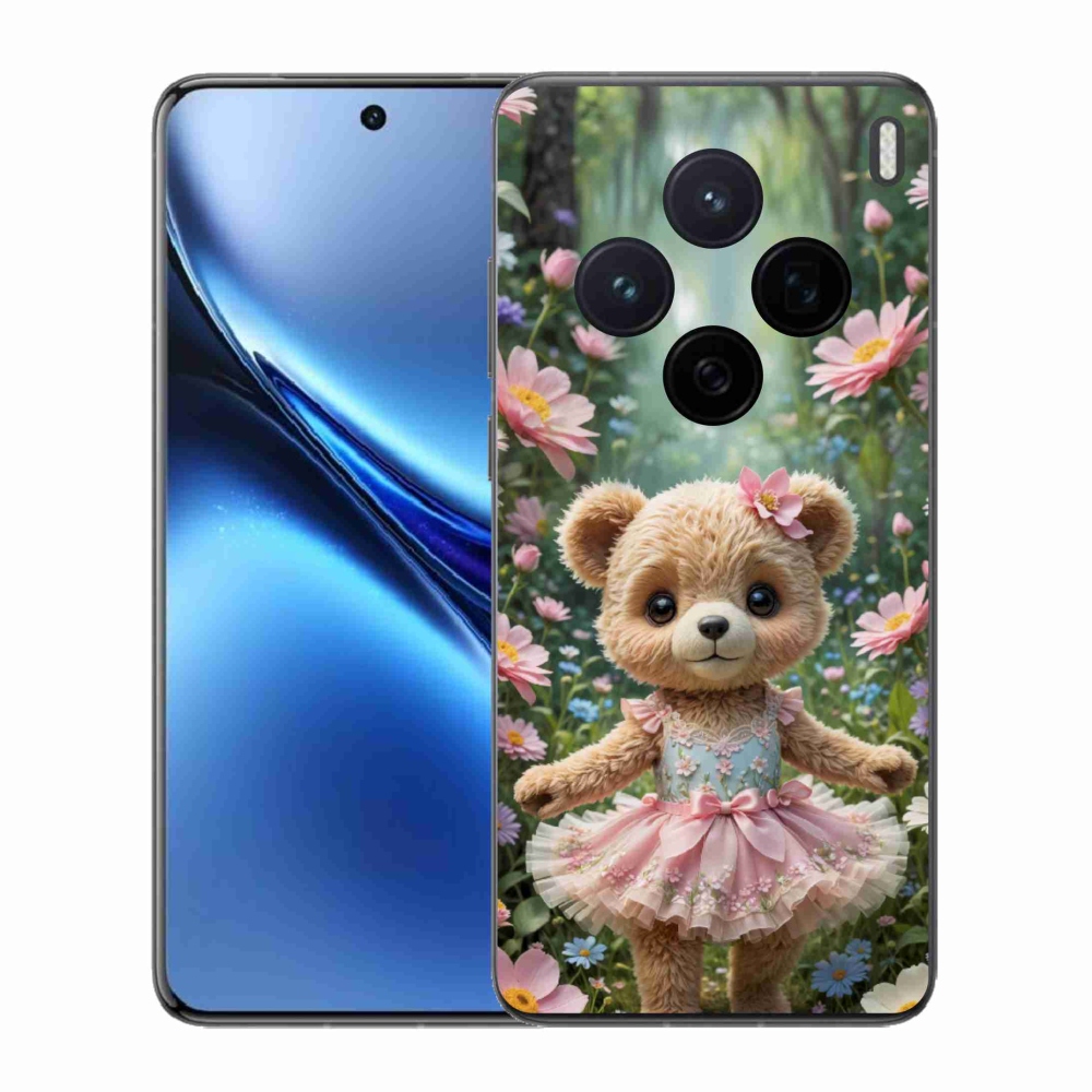 Gelový kryt mmCase na Vivo X200 5G - roztomilý medvídek v květinách