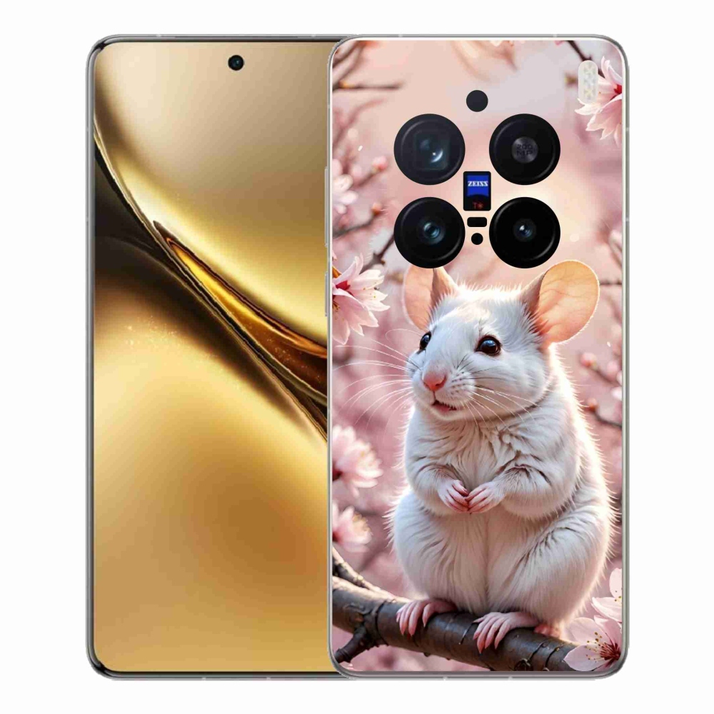 Gelový kryt mmCase na Vivo X200 Pro 5G - bílá myš na větvi