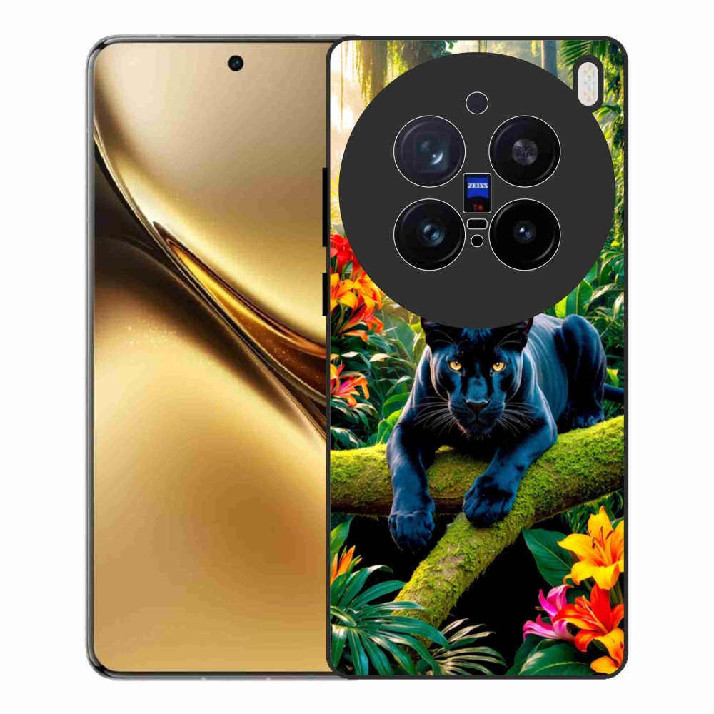 Gelový kryt mmCase na Vivo X200 Pro 5G - černý panter v džungli