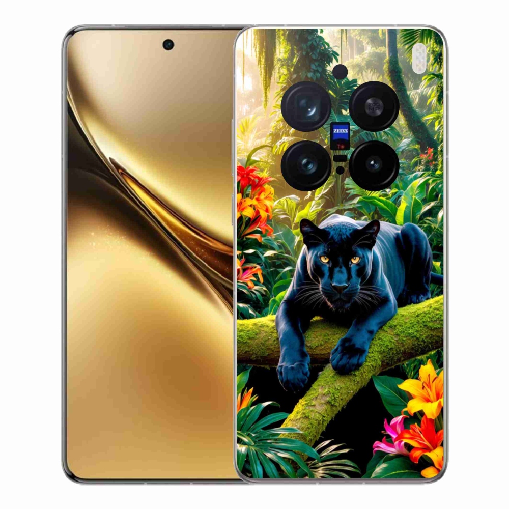 Gelový kryt mmCase na Vivo X200 Pro 5G - černý panter v džungli