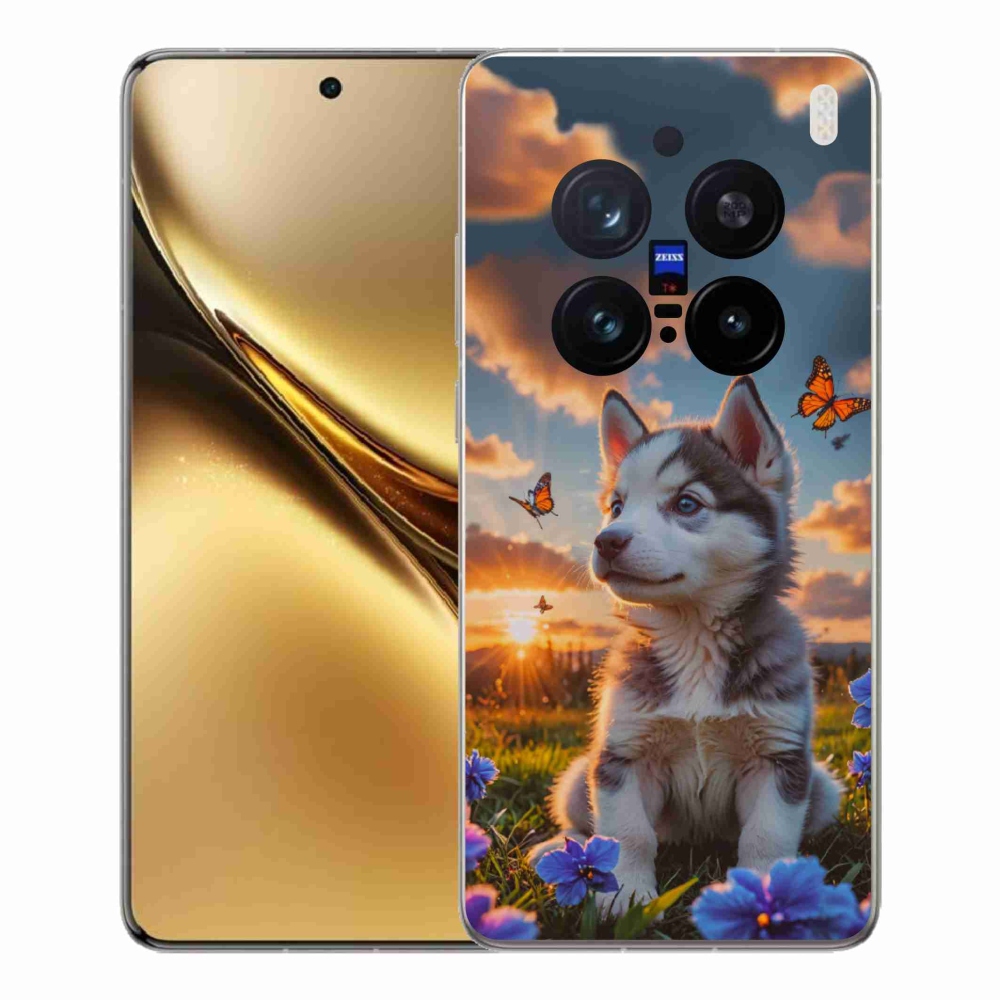 Gelový kryt mmCase na Vivo X200 Pro 5G - husky při západu slunce