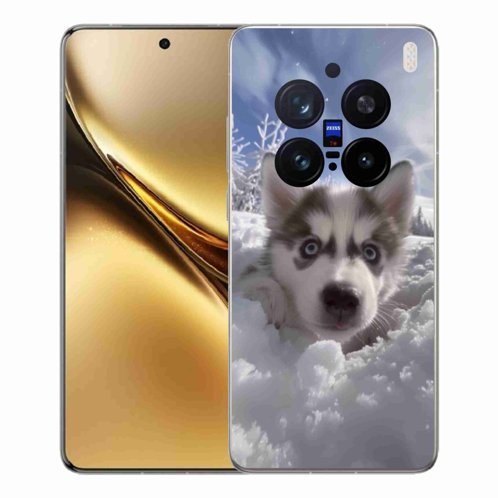 Gelový kryt mmCase na Vivo X200 Pro 5G - husky ve sněhu