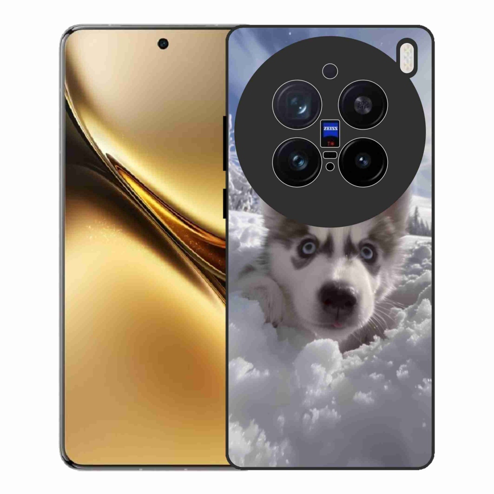 Gelový kryt mmCase na Vivo X200 Pro 5G - husky ve sněhu