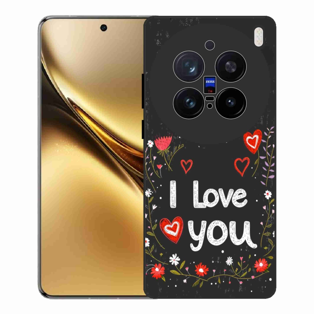 Gelový kryt mmCase na Vivo X200 Pro 5G - I love you černé pozadí