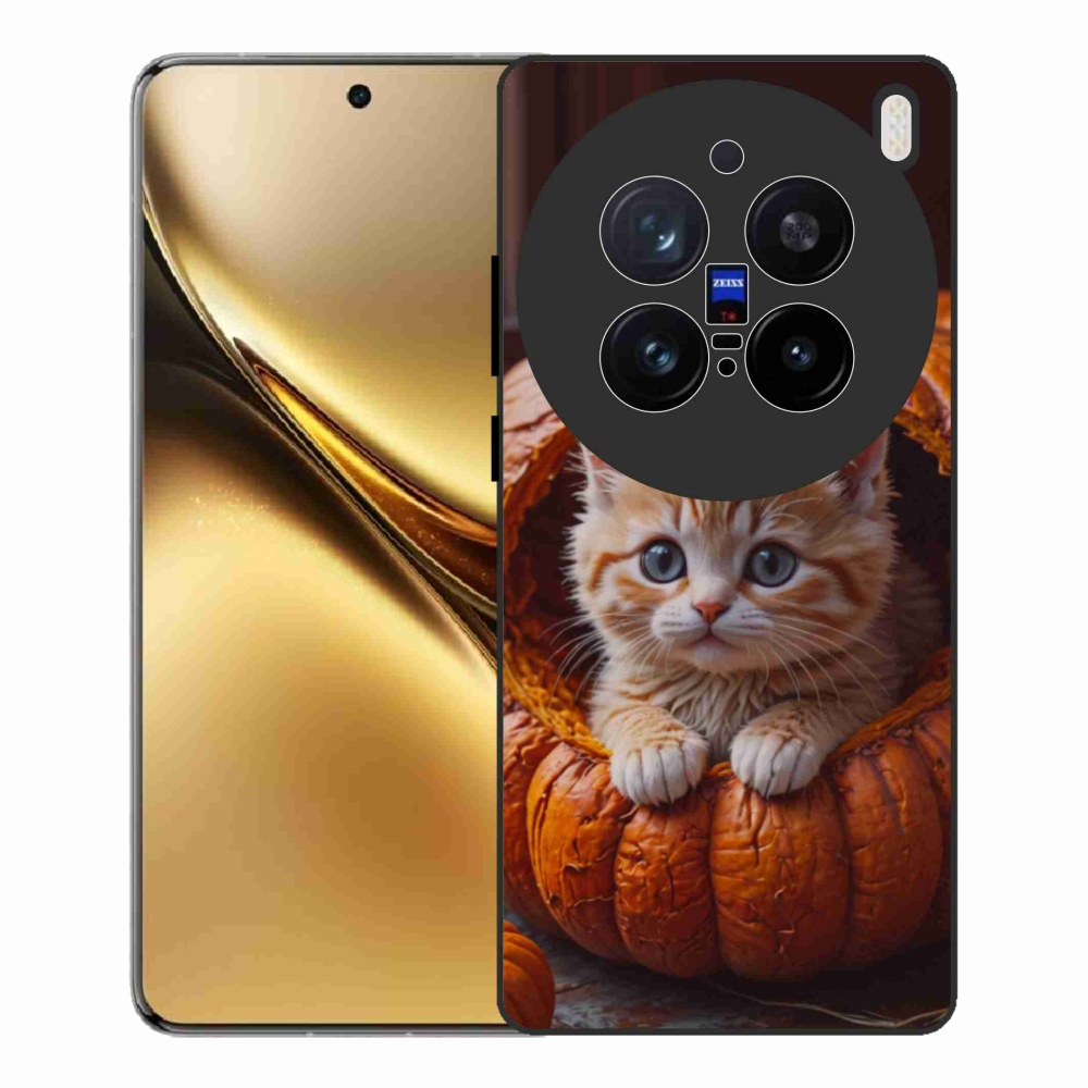 Gelový kryt mmCase na Vivo X200 Pro 5G - kotě a dýně 2